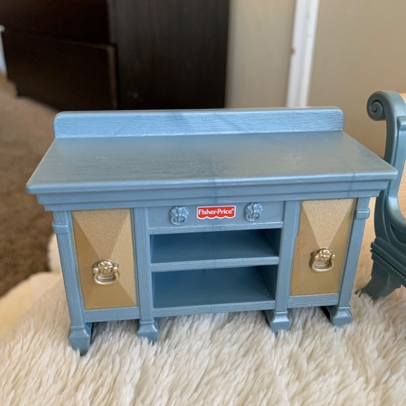 Fisher Price Loving Family Dollhouse Furniture Buffet Table Chairs Lot - Picture 2 of 8